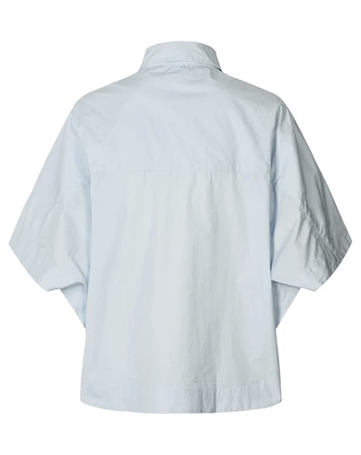 Rabens Saloner - Berte Poplin Curved Hem Skjorte - Light Blue